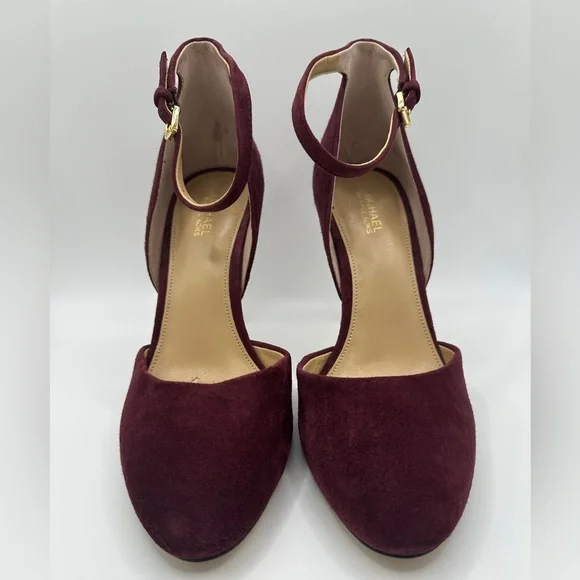 Michael Kors Wine Burgundy Suede High Heels - Picture 4 of 9